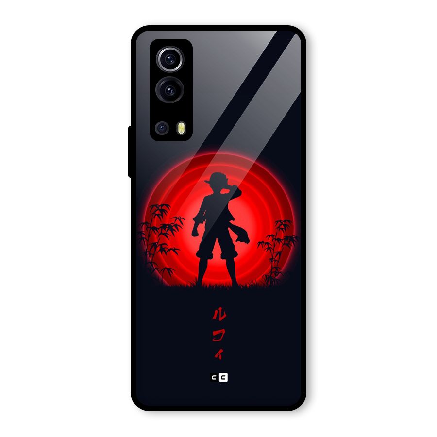 Dark Red Luffy Glass Back Case for Vivo iQOO Z3