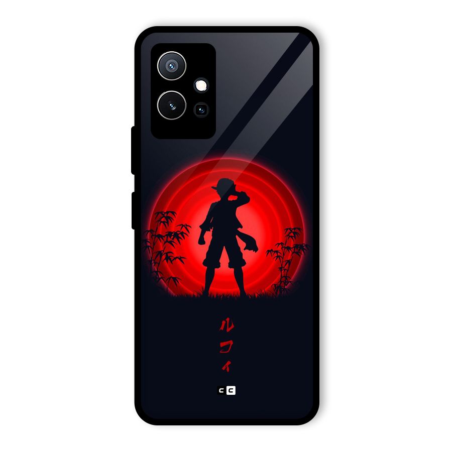 Dark Red Luffy Glass Back Case for Vivo iQOO Z6