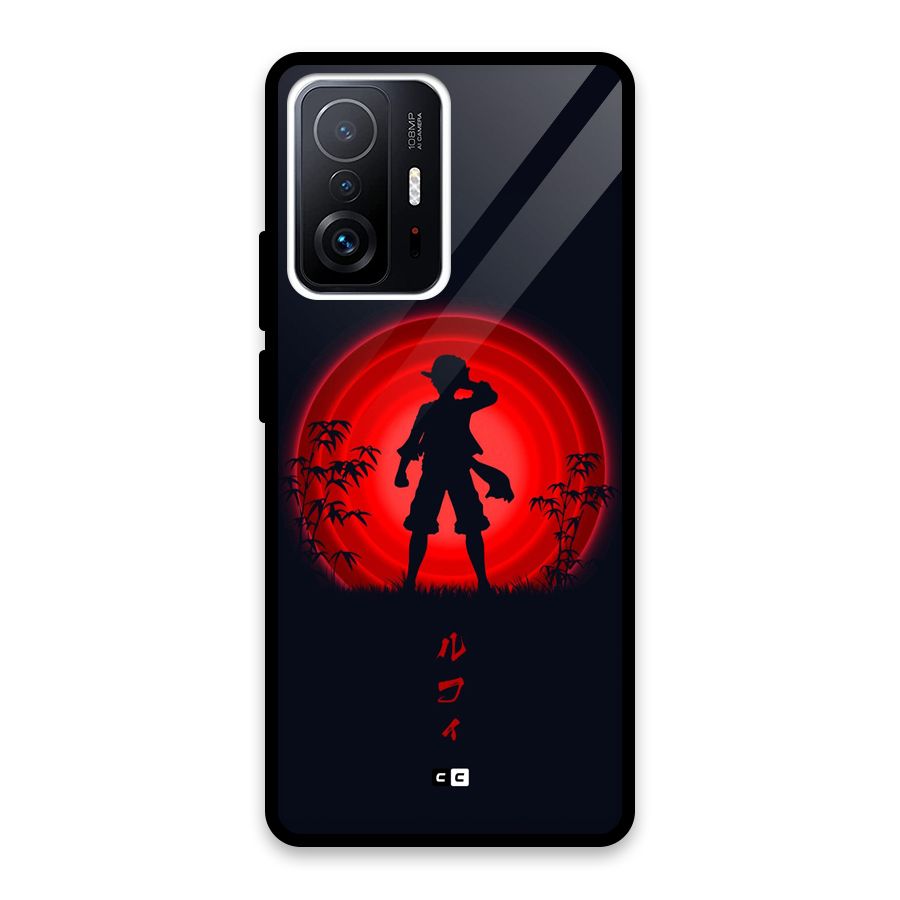 Dark Red Luffy Glass Back Case for Xiaomi 11T Pro
