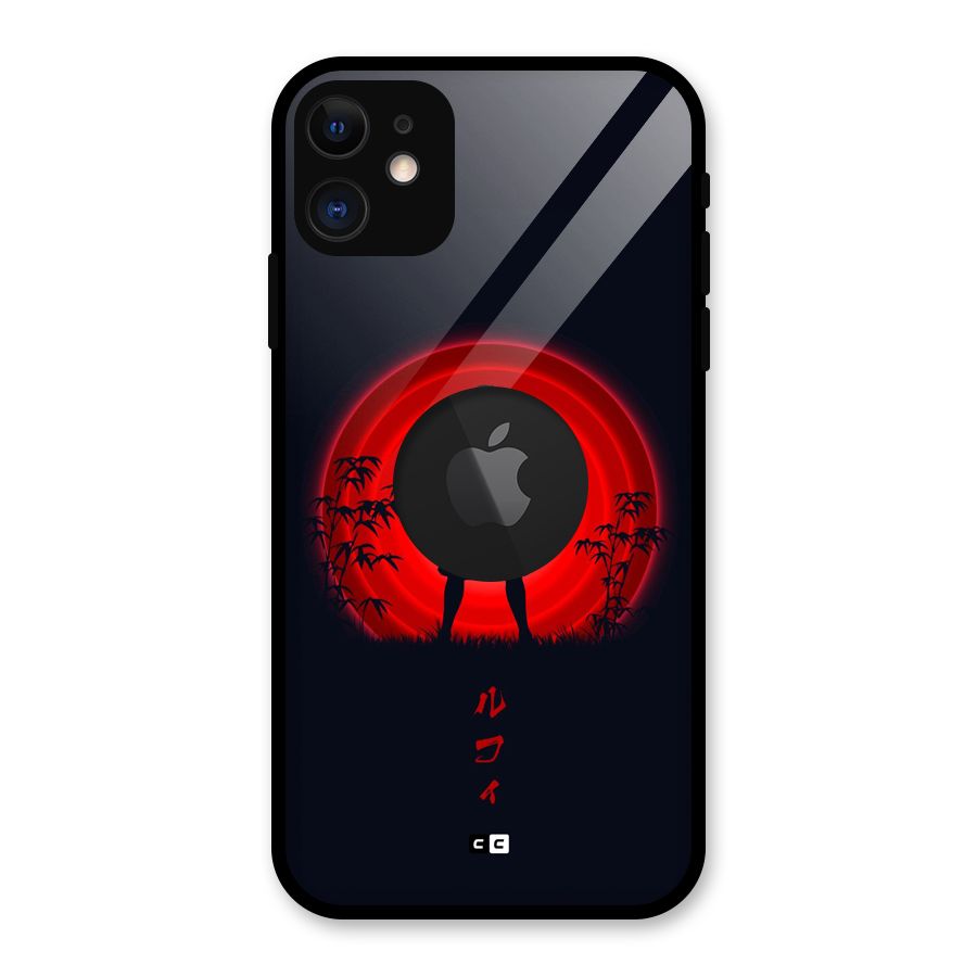 Dark Red Luffy Glass Back Case for iPhone 11 Logo Cut