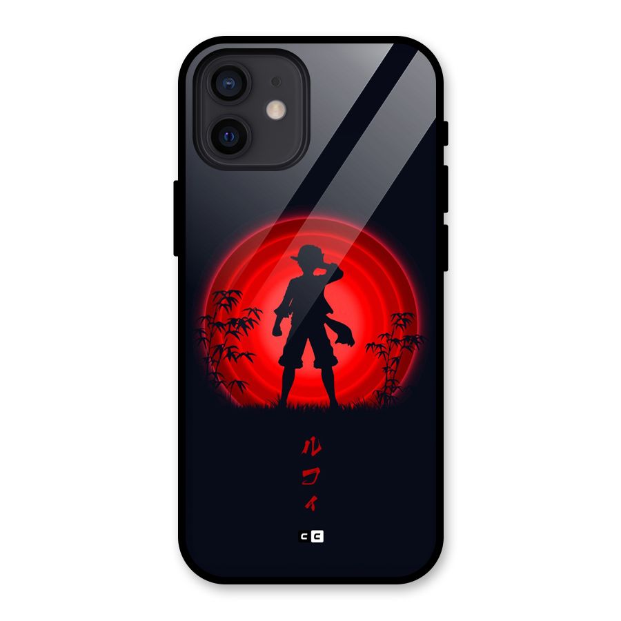 Dark Red Luffy Glass Back Case for iPhone 12