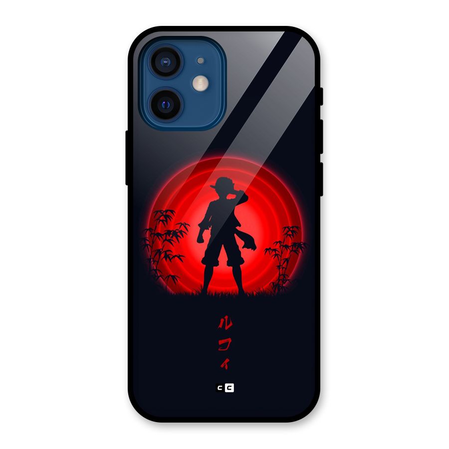 Dark Red Luffy Glass Back Case for iPhone 12 Mini