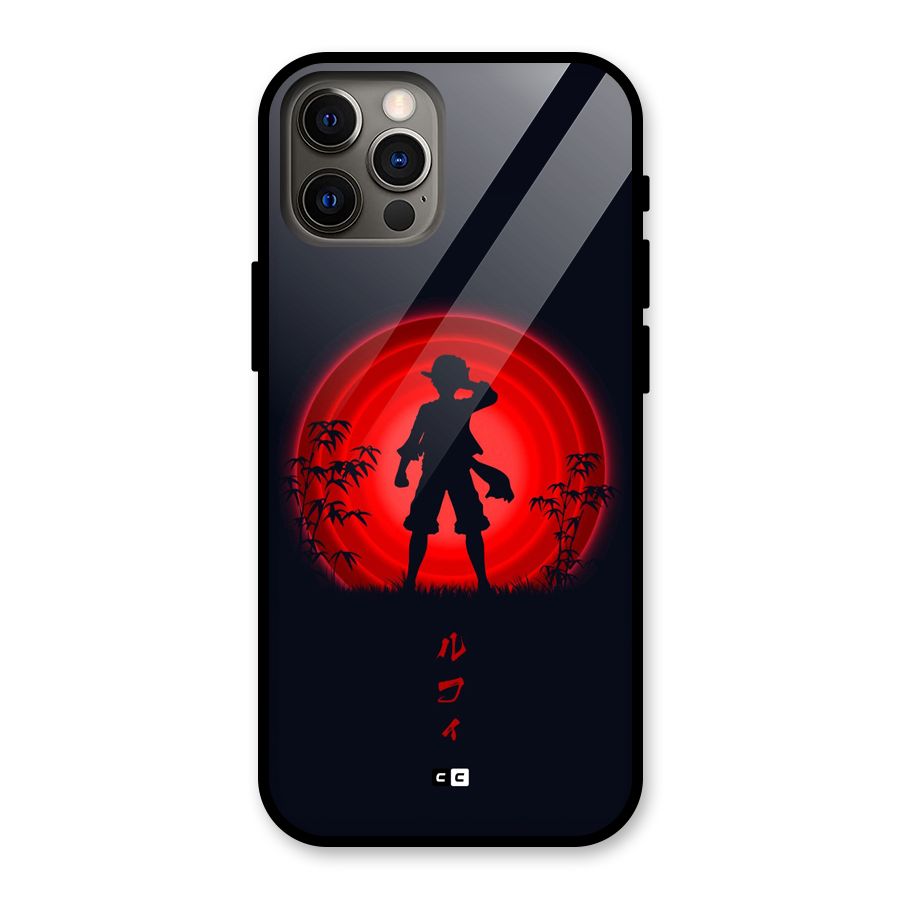 Dark Red Luffy Glass Back Case for iPhone 12 Pro