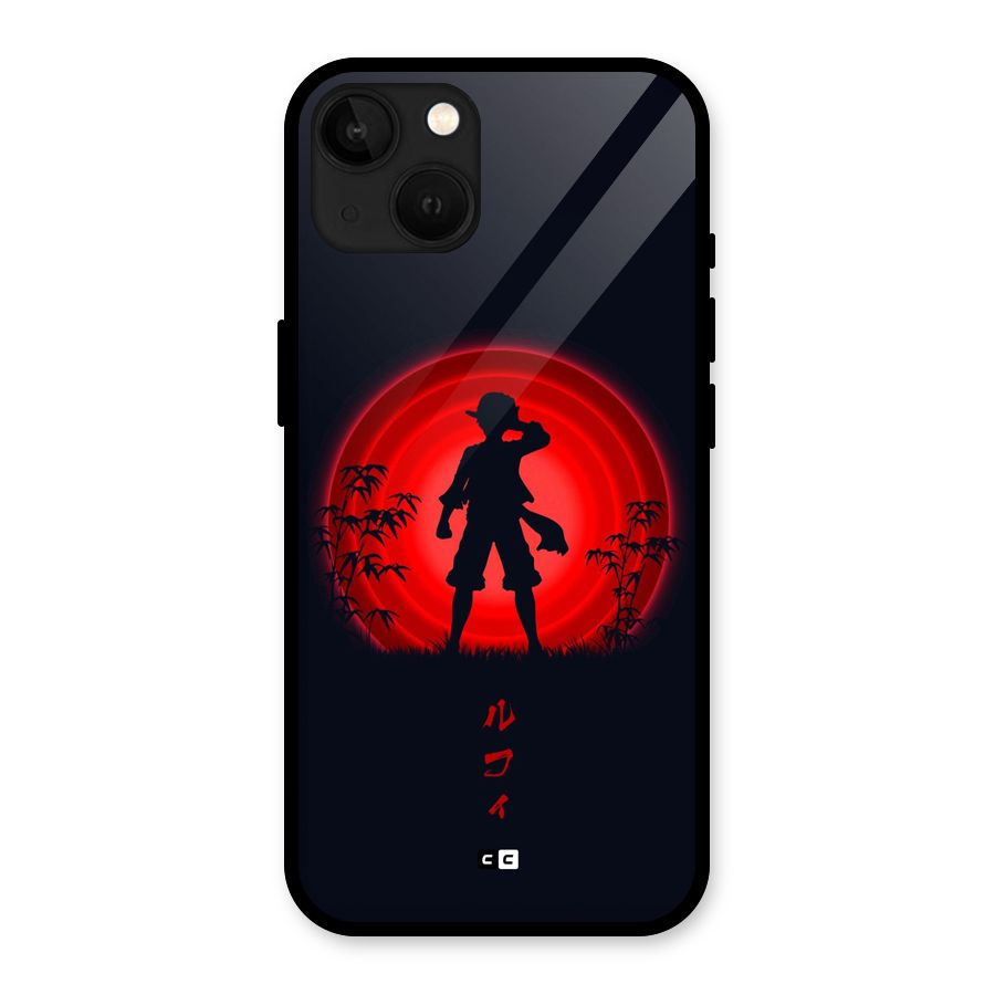 Dark Red Luffy Glass Back Case for iPhone 13