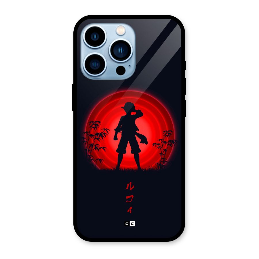 Dark Red Luffy Glass Back Case for iPhone 13 Pro