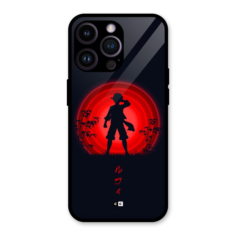 Dark Red Luffy Glass Back Case for iPhone 14 Pro Max