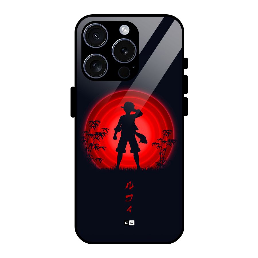 Dark Red Luffy Glass Back Case for iPhone 15 Pro