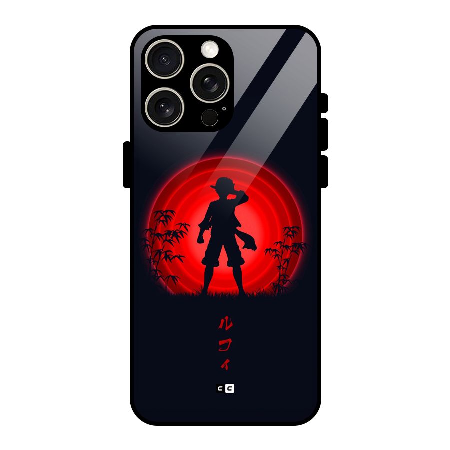 Dark Red Luffy Glass Back Case for iPhone 15 Pro Max