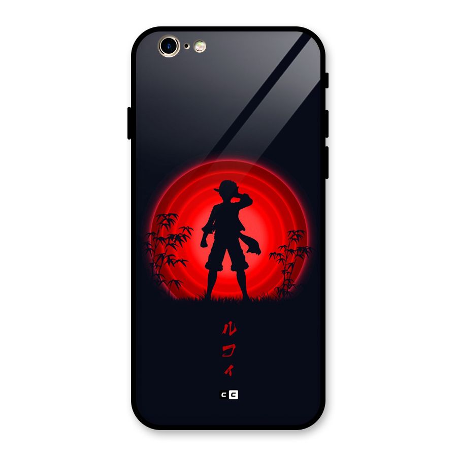 Dark Red Luffy Glass Back Case for iPhone 6 6S