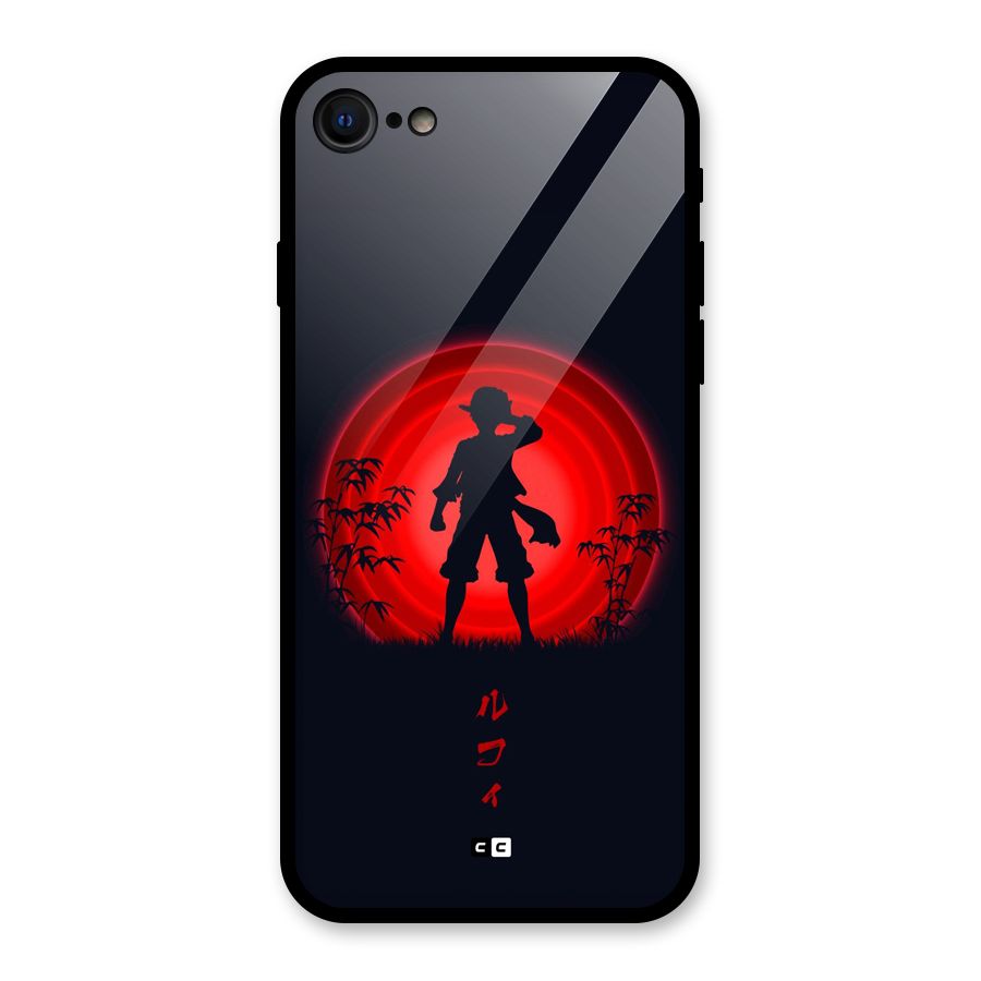 Dark Red Luffy Glass Back Case for iPhone 7