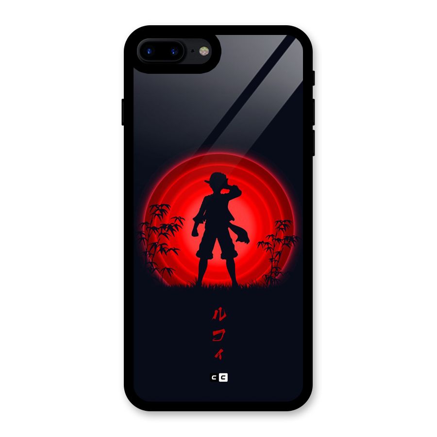 Dark Red Luffy Glass Back Case for iPhone 8 Plus