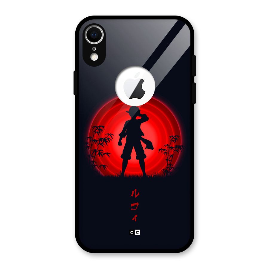 Dark Red Luffy Glass Back Case for iPhone XR Logo Cut