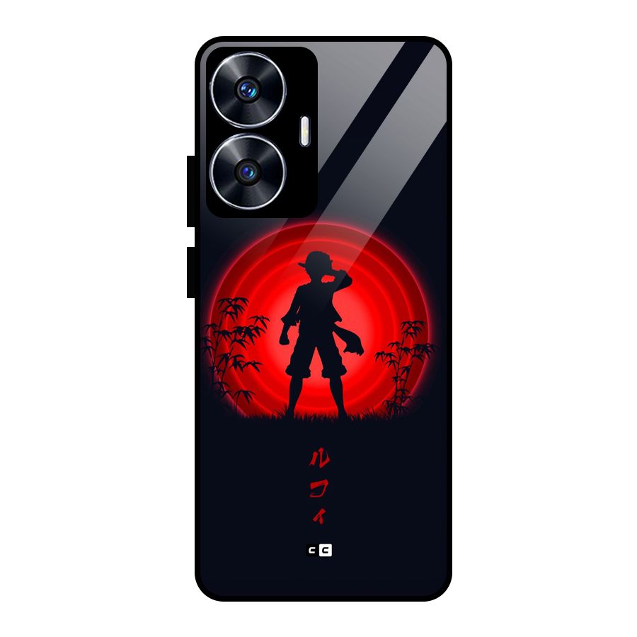 Dark Red Luffy Glass Back Case for realme C55