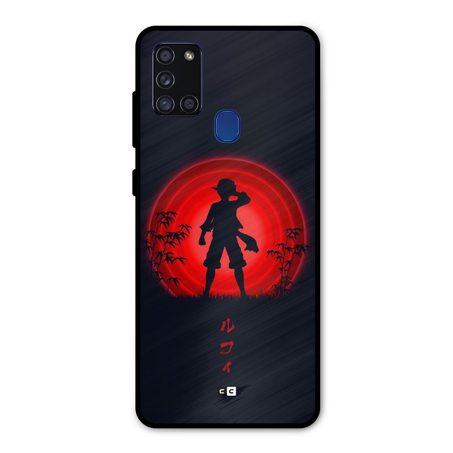 Dark Red Luffy Metal Back Case for Galaxy A21s
