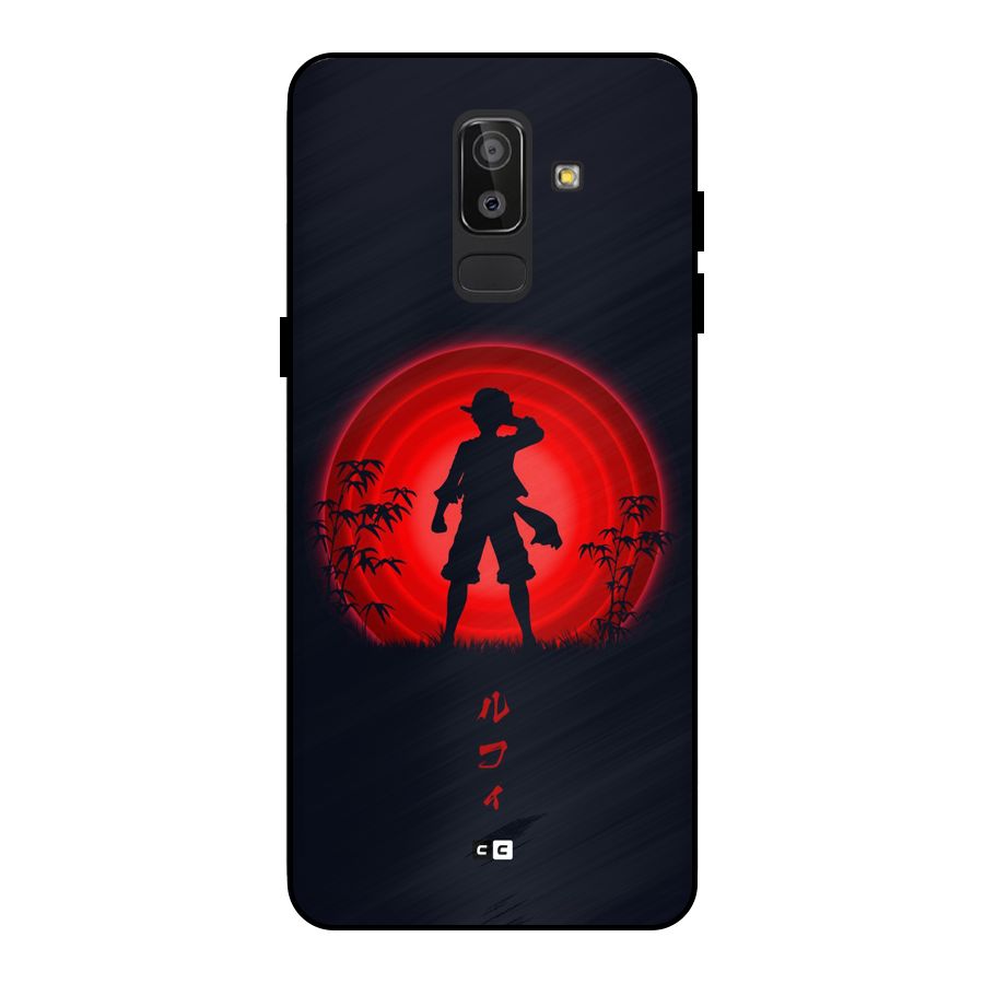 Dark Red Luffy Metal Back Case for Galaxy J8