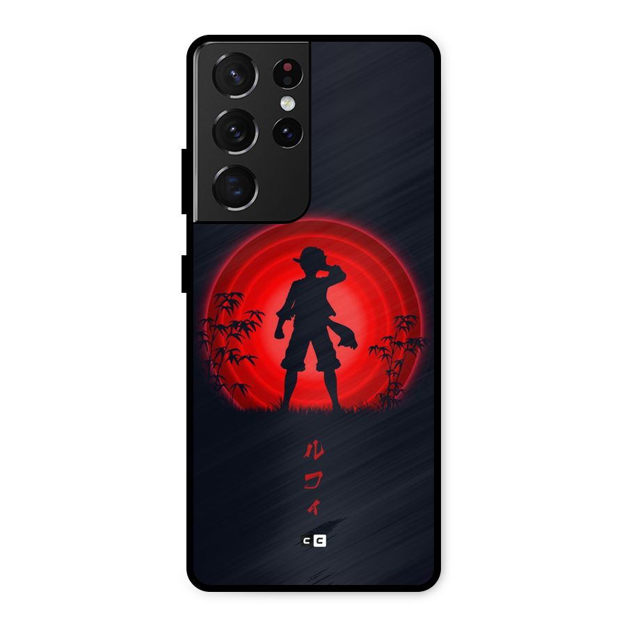 Dark Red Luffy Metal Back Case for Galaxy S21 Ultra 5G