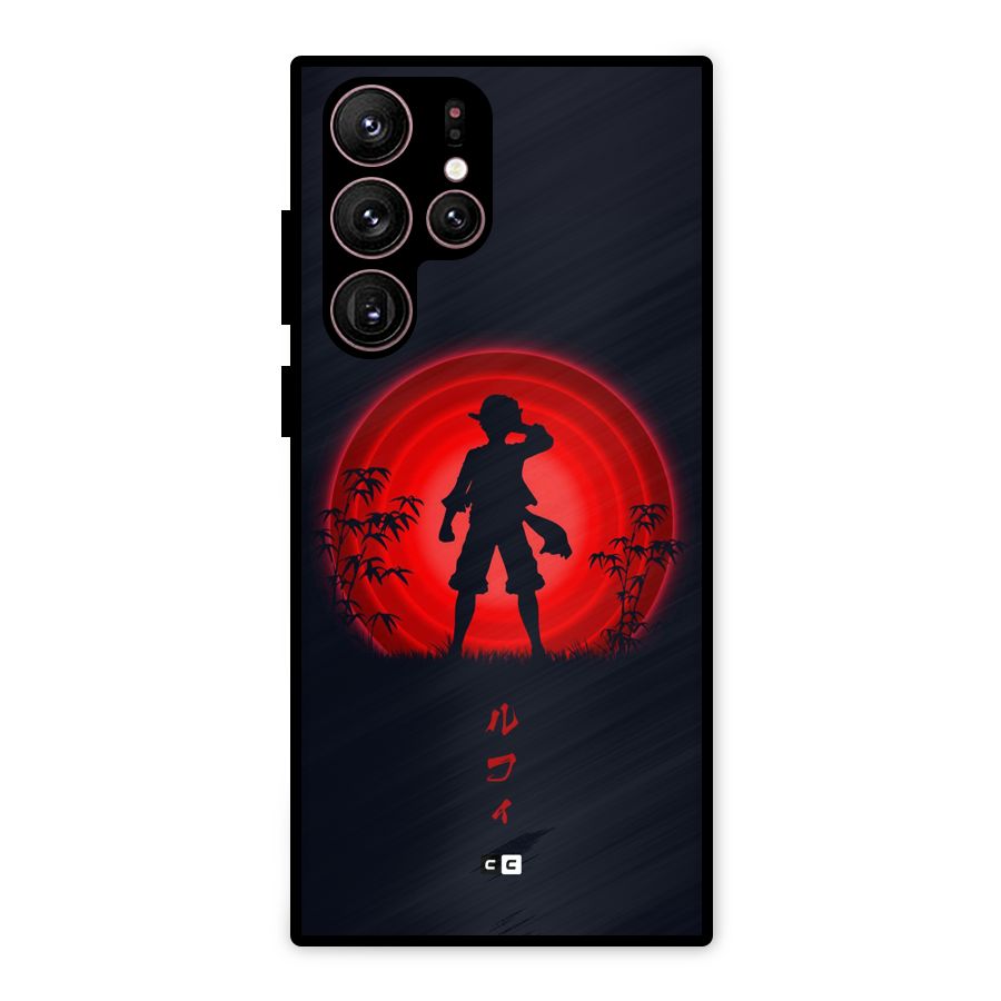 Dark Red Luffy Metal Back Case for Galaxy S22 Ultra 5G