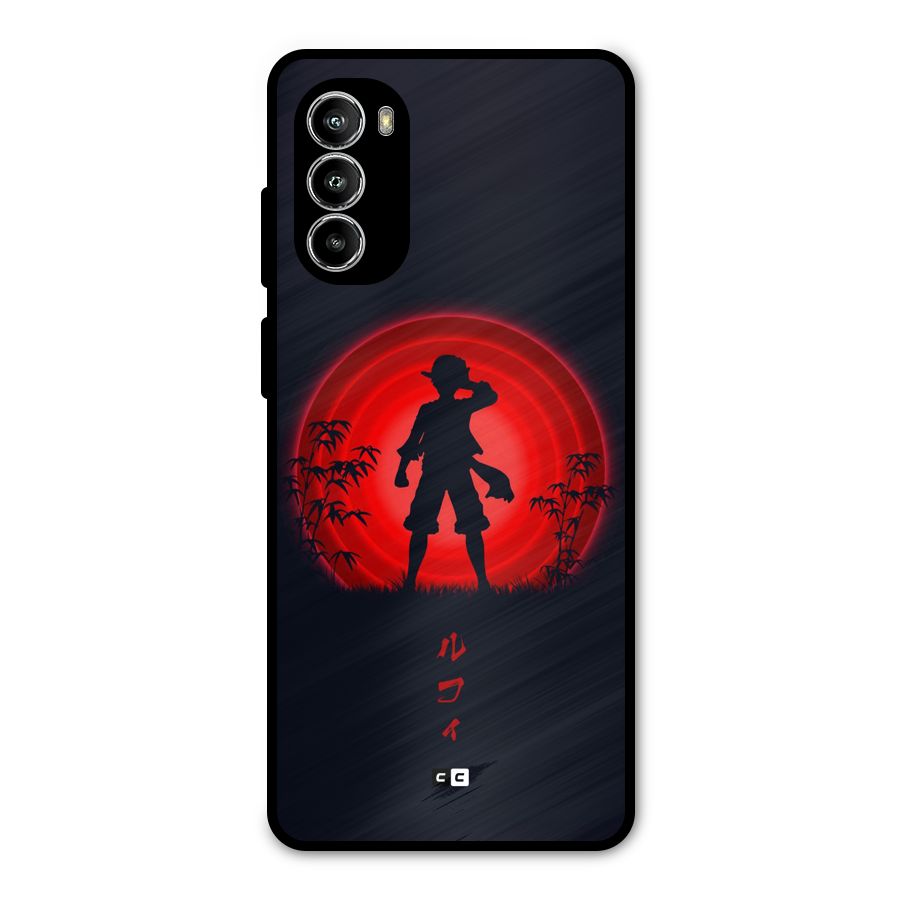 Dark Red Luffy Metal Back Case for Moto G52