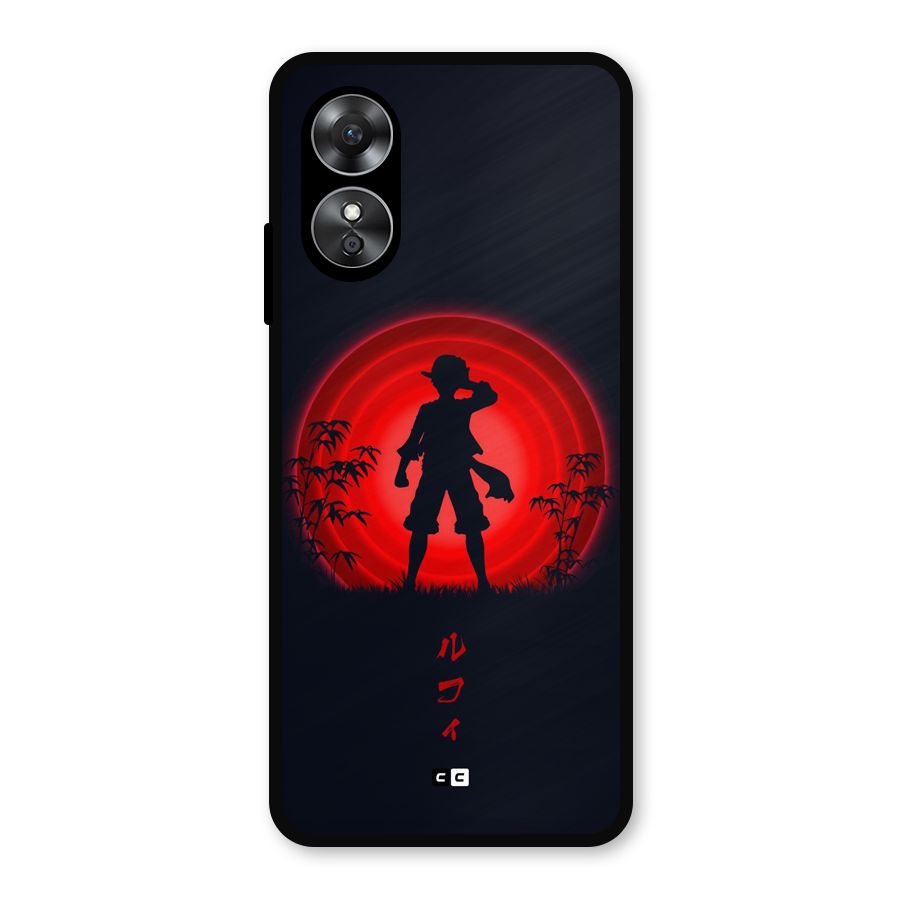 Dark Red Luffy Metal Back Case for Oppo A17