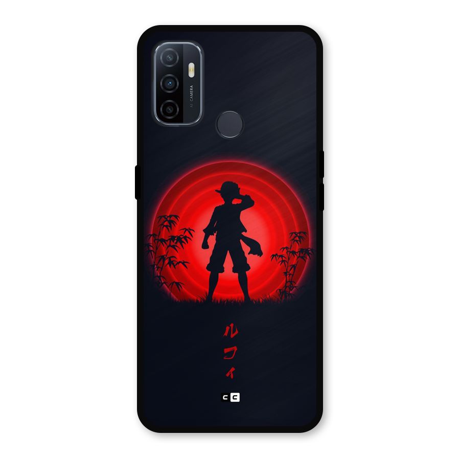 Dark Red Luffy Metal Back Case for Oppo A53