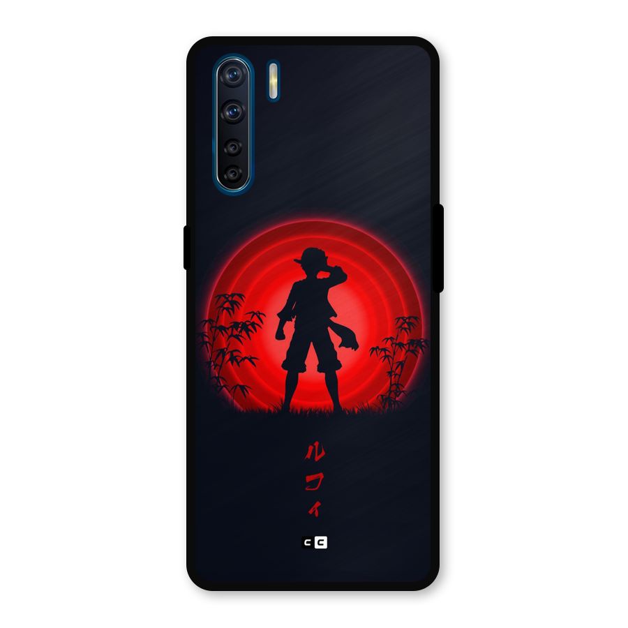 Dark Red Luffy Metal Back Case for Oppo F15