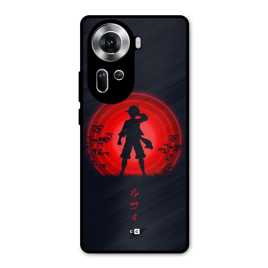 Dark Red Luffy Metal Back Case for Oppo Reno11 5G