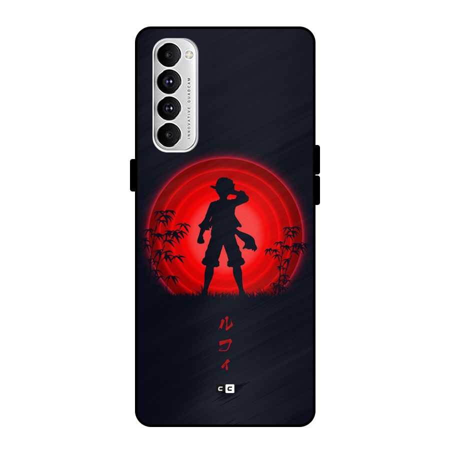 Dark Red Luffy Metal Back Case for Oppo Reno4 Pro