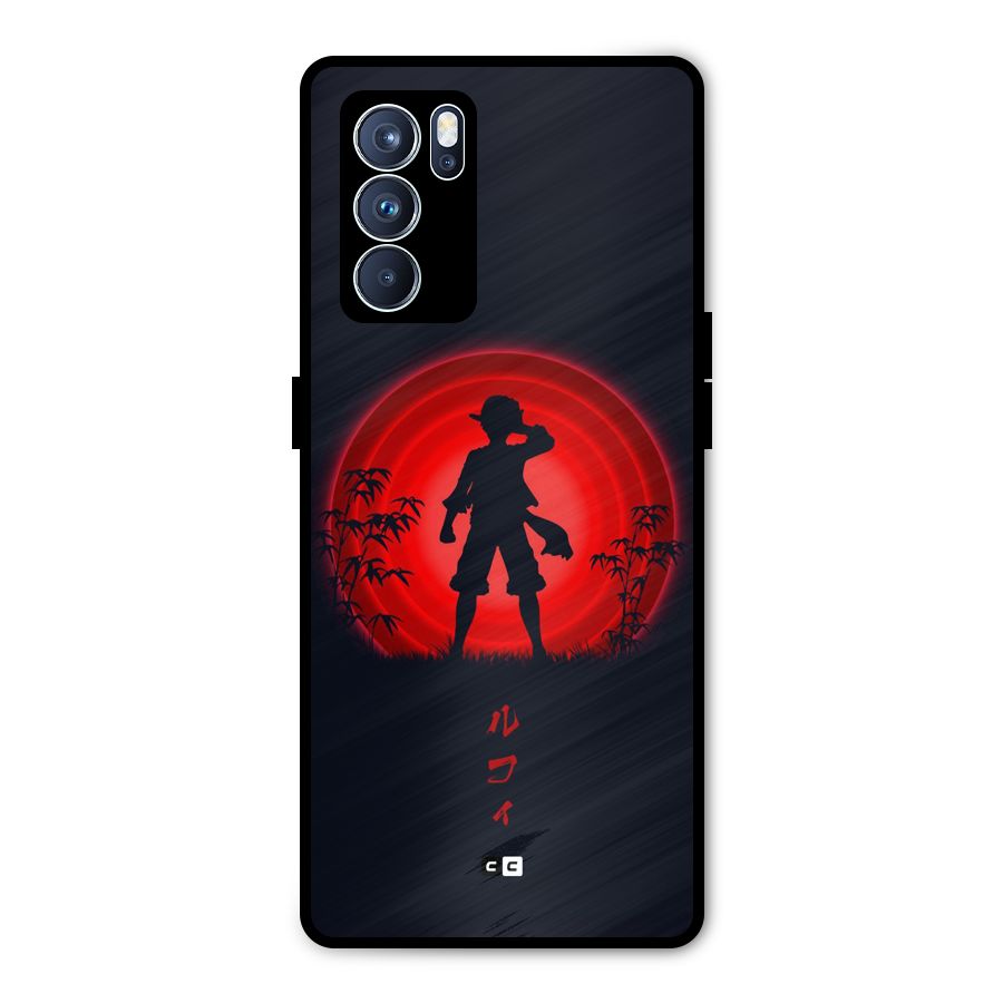 Dark Red Luffy Metal Back Case for Oppo Reno6 Pro 5G
