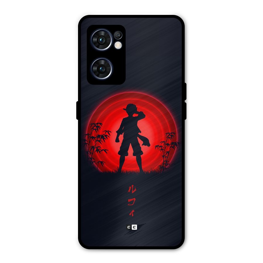 Dark Red Luffy Metal Back Case for Oppo Reno7 5G