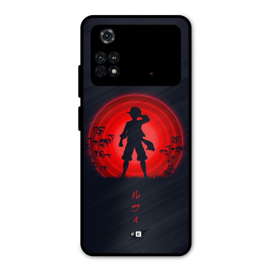 Dark Red Luffy Metal Back Case for Poco M4 Pro 4G