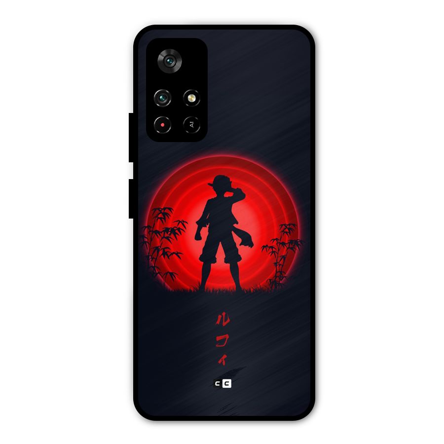 Dark Red Luffy Metal Back Case for Poco M4 Pro 5G