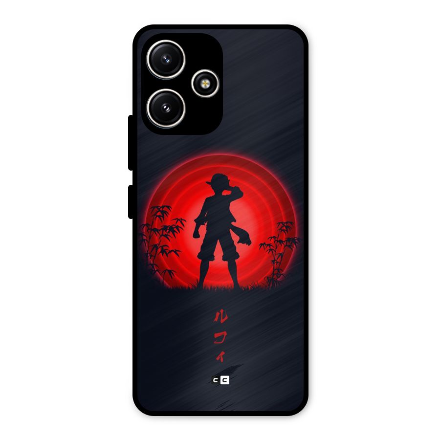 Dark Red Luffy Metal Back Case for Poco M6 Pro