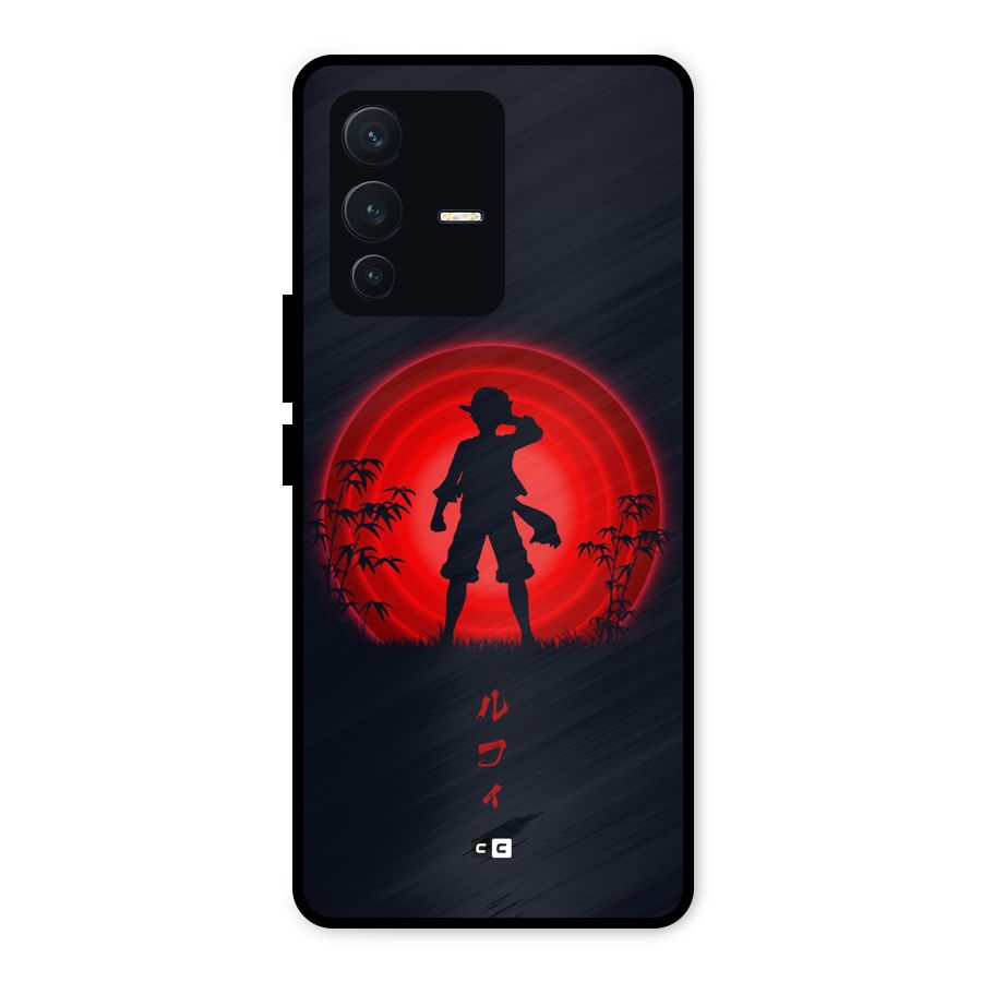 Dark Red Luffy Metal Back Case for Vivo V23 5G