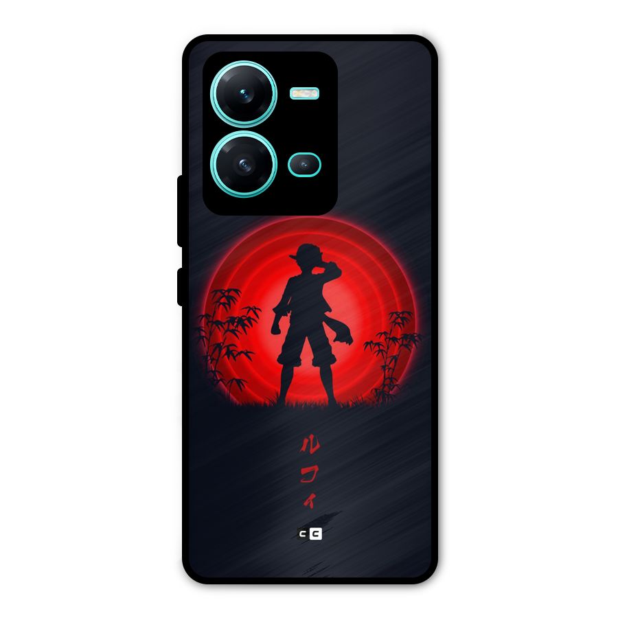 Dark Red Luffy Metal Back Case for Vivo V25