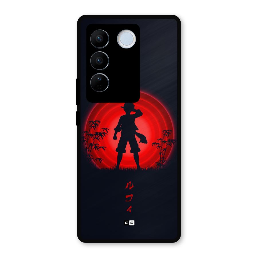 Dark Red Luffy Metal Back Case for Vivo V27
