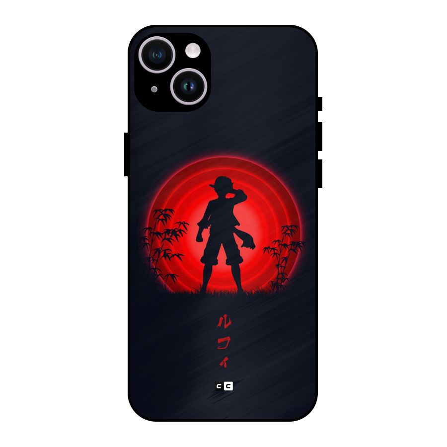 Dark Red Luffy Metal Back Case for iPhone 14 Plus
