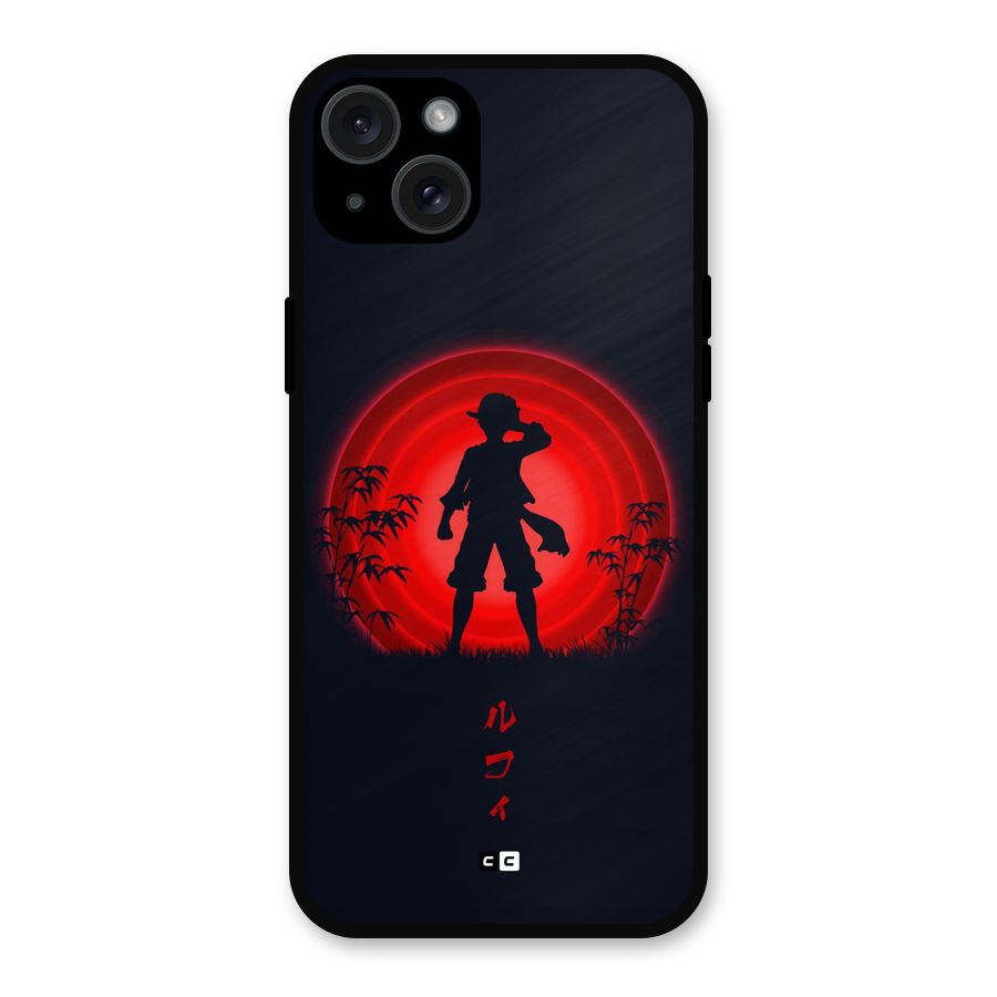 Dark Red Luffy Metal Back Case for iPhone 15 Plus