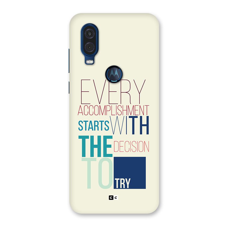 Decision To Try Back Case for Motorola One Vision