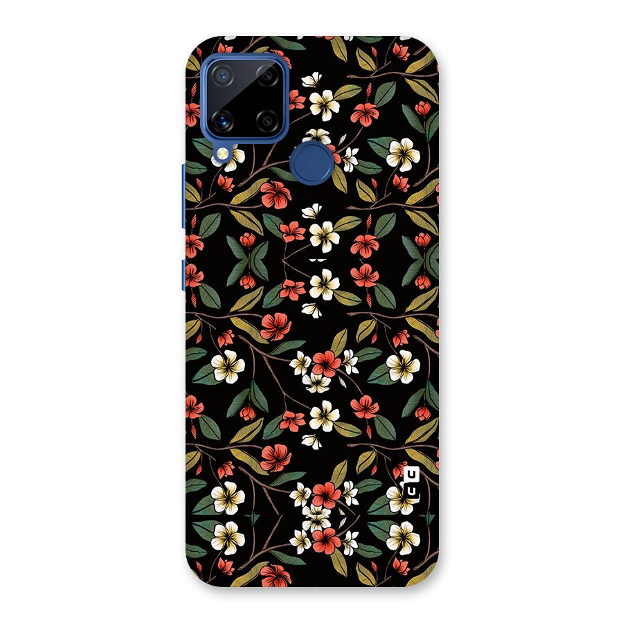 Decorative Florals Pattern Glass Back Case for Realme Narzo 30A