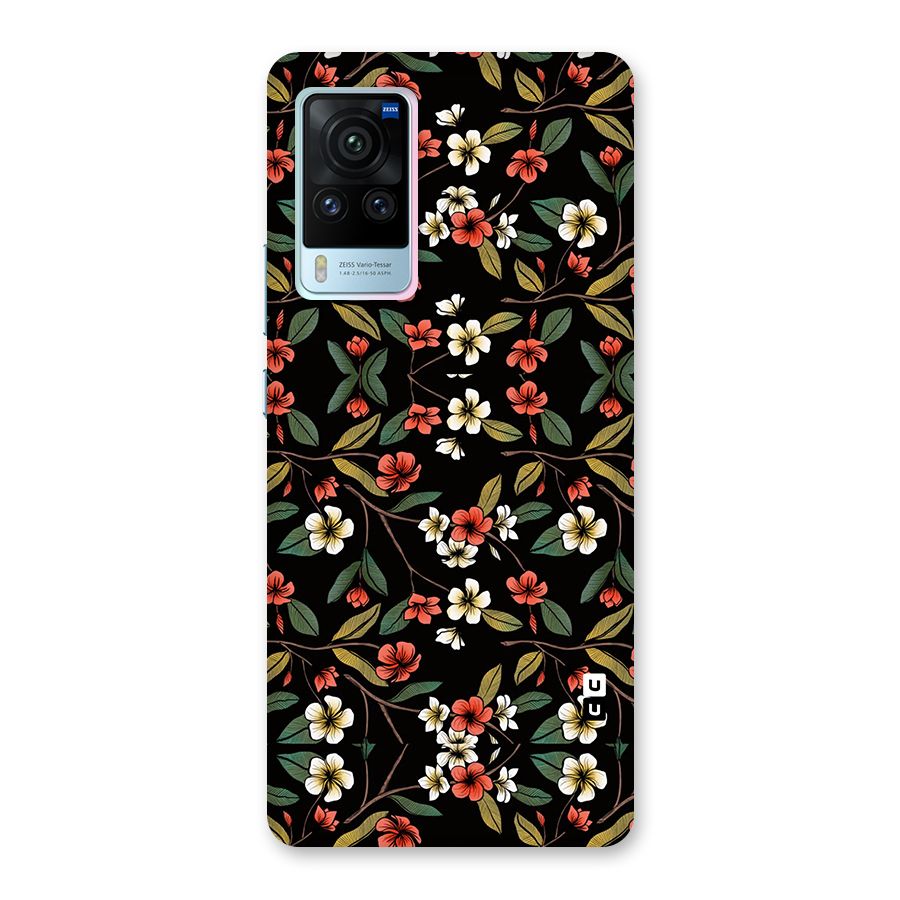 Decorative Florals Pattern Glass Back Case for Vivo X60 Pro