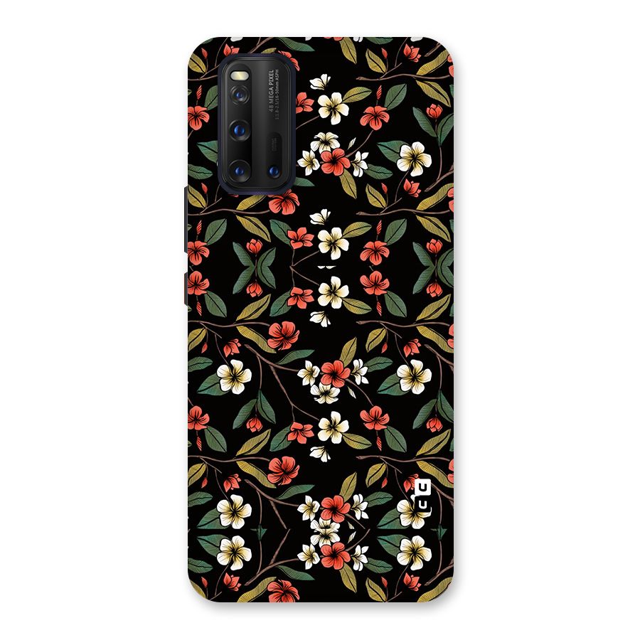Decorative Florals Pattern Glass Back Case for Vivo iQOO 3