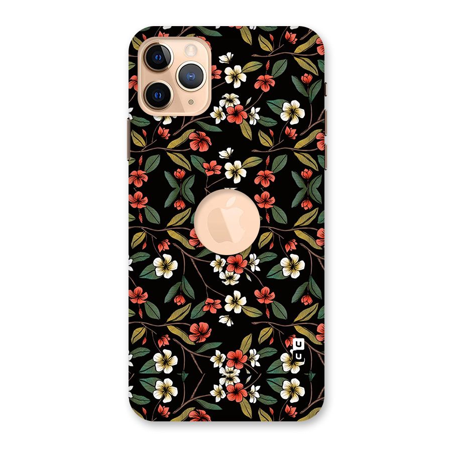 Decorative Florals Pattern Back Case for iPhone 11 Pro Max Logo Cut