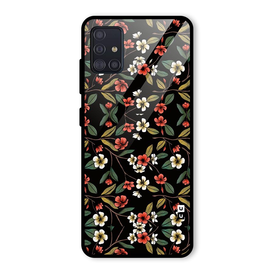 Decorative Florals Pattern Glass Back Case for Galaxy A51