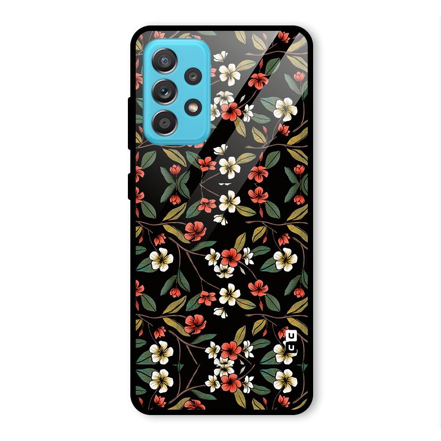 Decorative Florals Pattern Glass Back Case for Galaxy A52s 5G