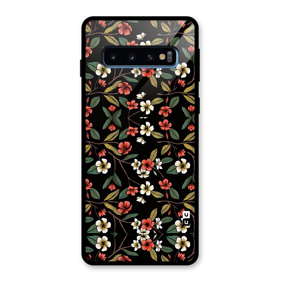 Decorative Florals Pattern Glass Back Case for Galaxy S10