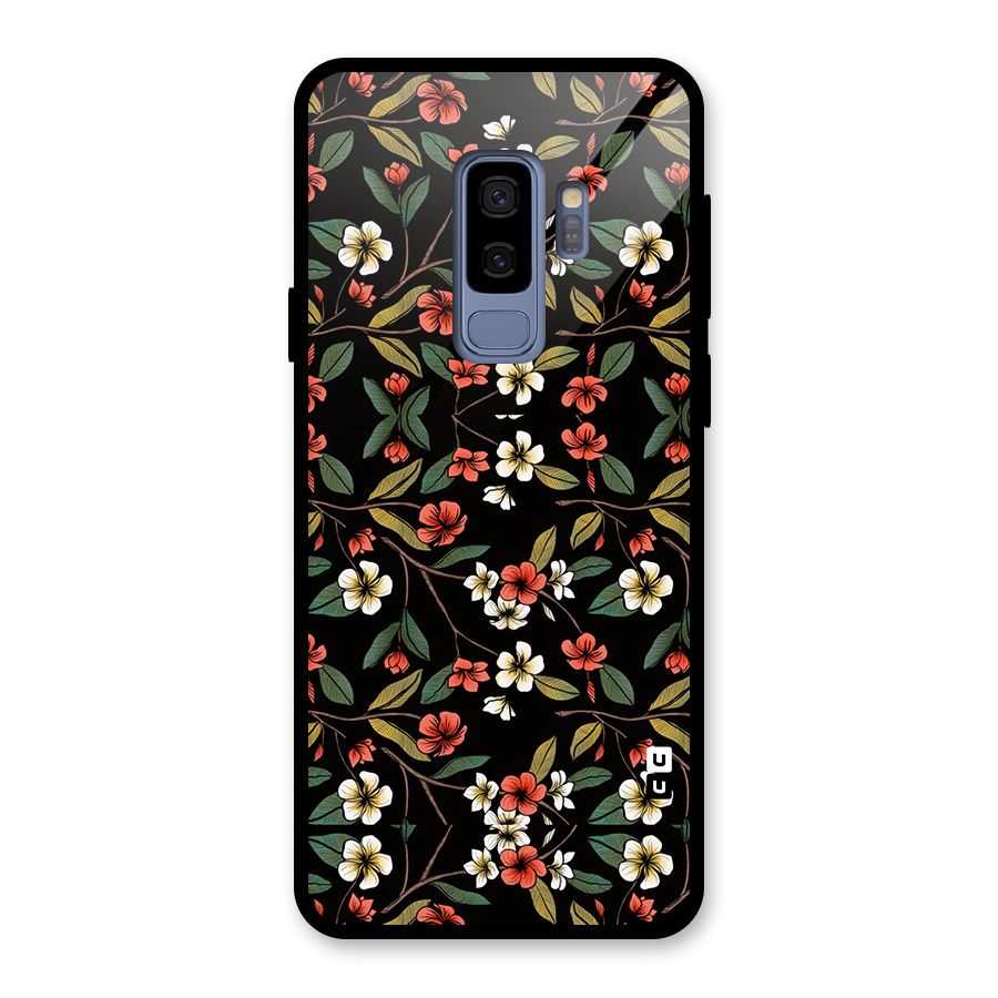 Decorative Florals Pattern Glass Back Case for Galaxy S9 Plus