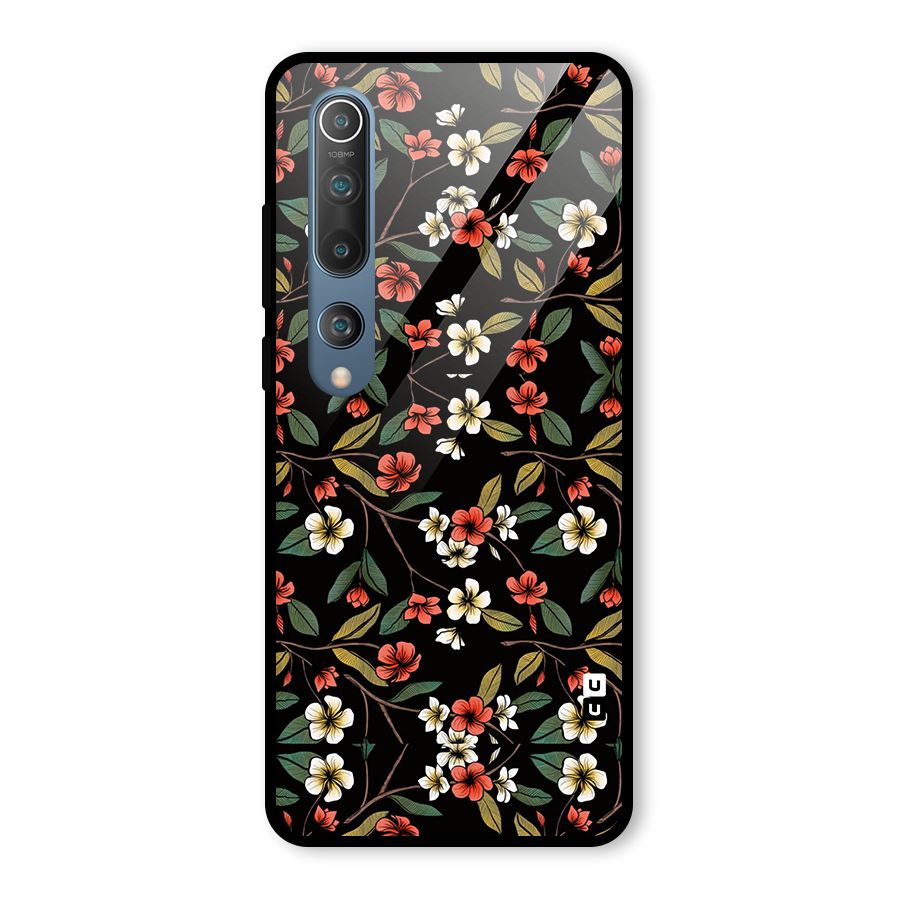 Decorative Florals Pattern Glass Back Case for Mi 10