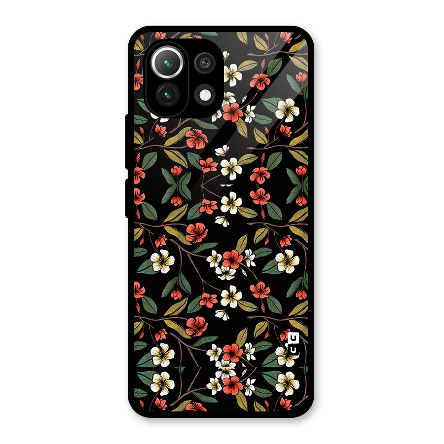 Decorative Florals Pattern Glass Back Case for Mi 11 Lite NE 5G