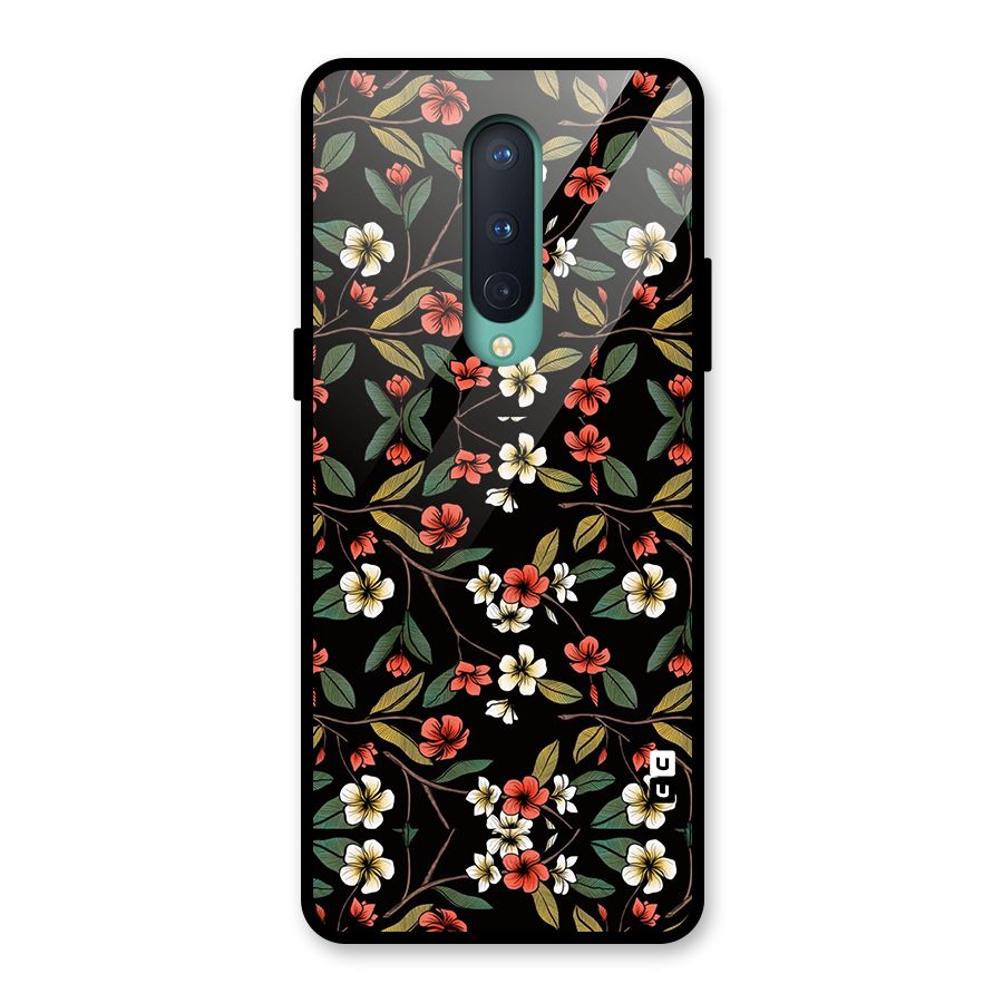 Decorative Florals Pattern Glass Back Case for OnePlus 8