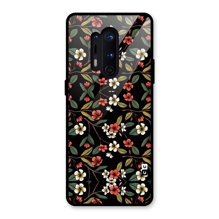 Decorative Florals Pattern Glass Back Case for OnePlus 8 Pro